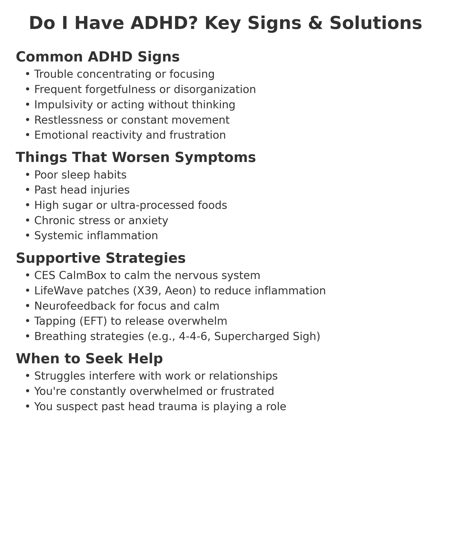 How Do I Know if I Have ADHD Infographic